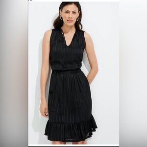 White House Black Market Black Ruffled Midi Dress